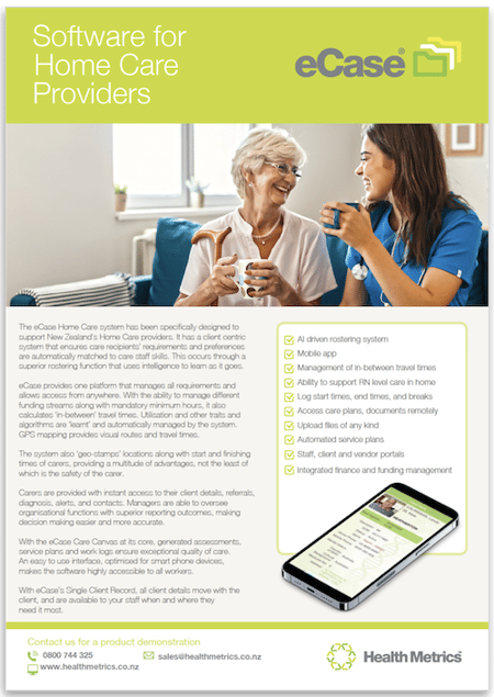 eCase NZ Home Care Flyer image