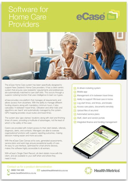 eCase NZ Home Care Flyer image eCase NZ Home Care Flyer image